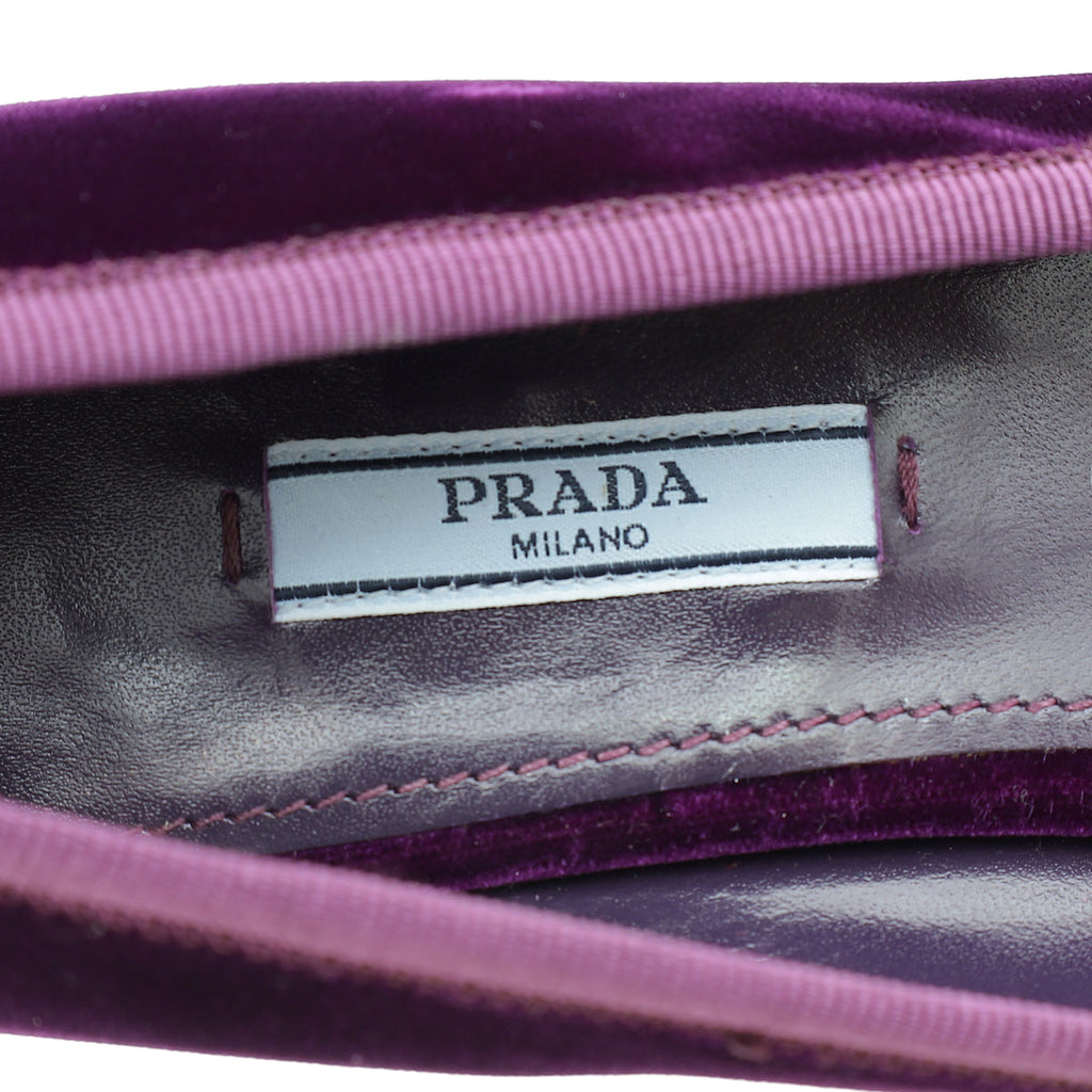 Prada Violet Velvet Ballerina Flats 38.5