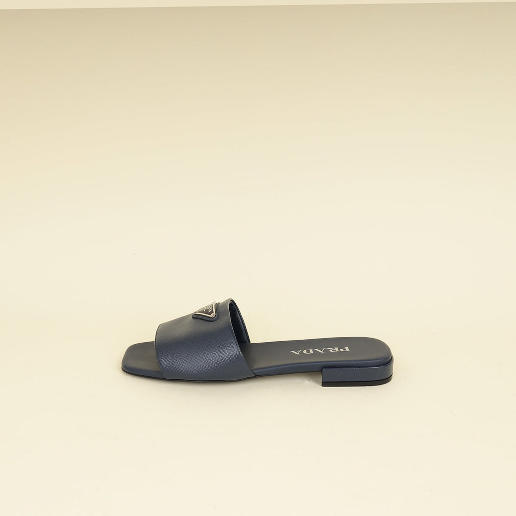 Prada Navy Blue Logo Slide Sandal 38