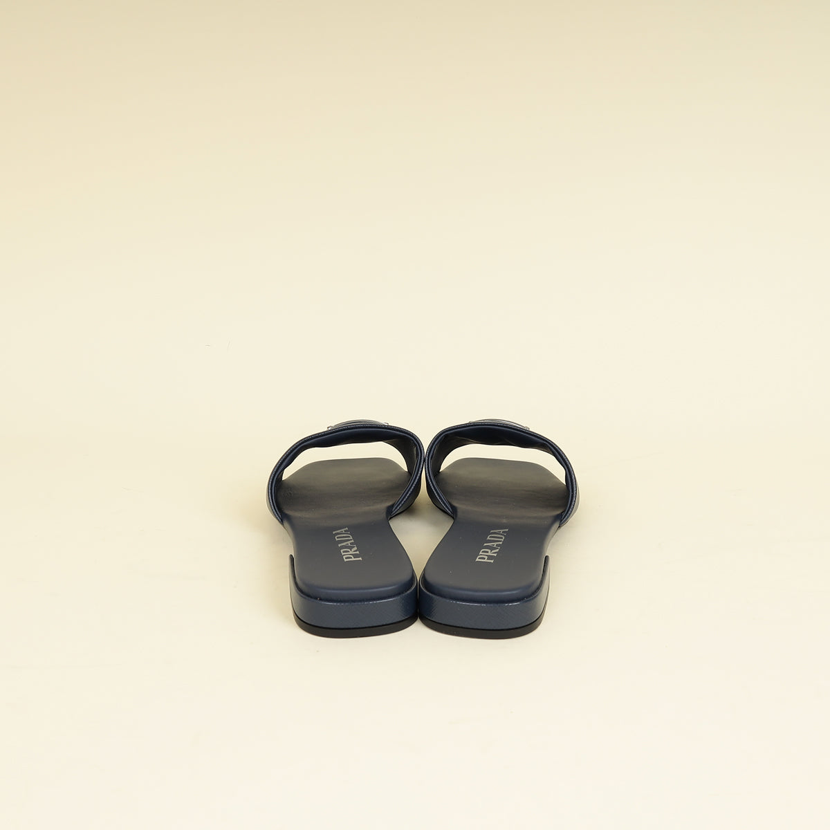 Prada Navy Blue Logo Slide Sandal 38
