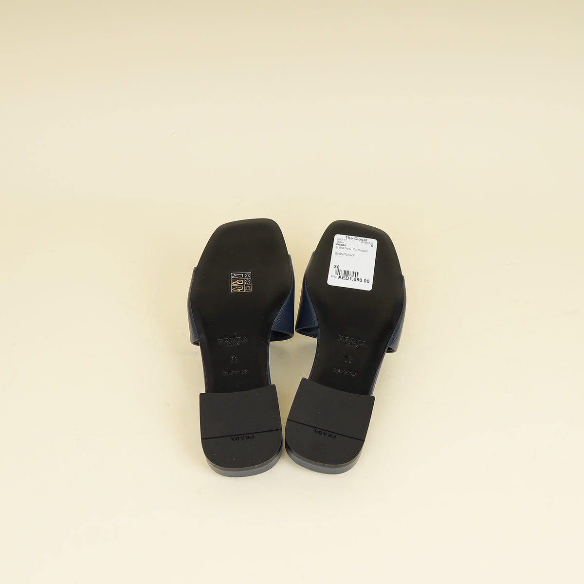 Prada Navy Blue Logo Slide Sandal 38