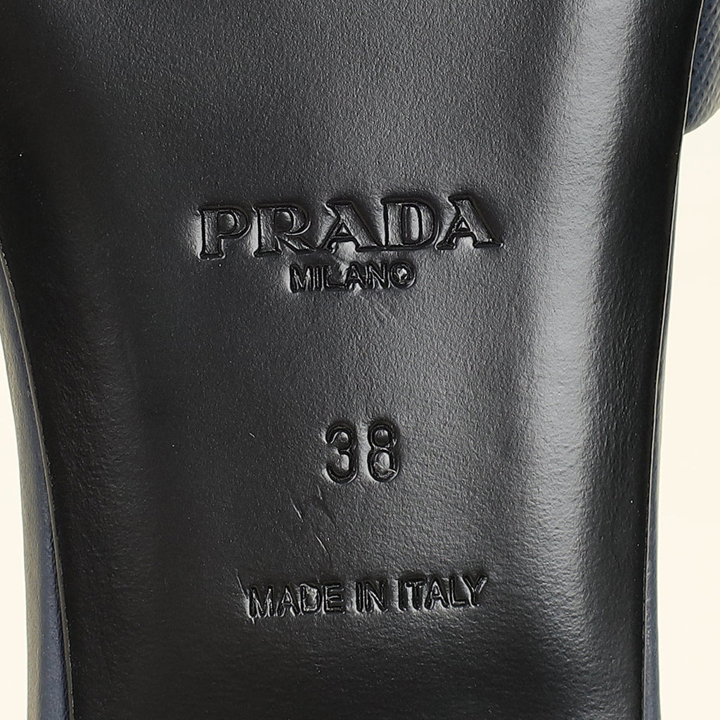 Prada Navy Blue Logo Slide Sandal 38