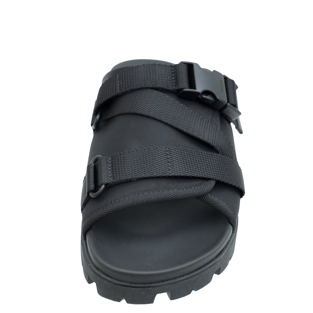 Prada Black Re-Nylon Buckle Slide Sandal 6