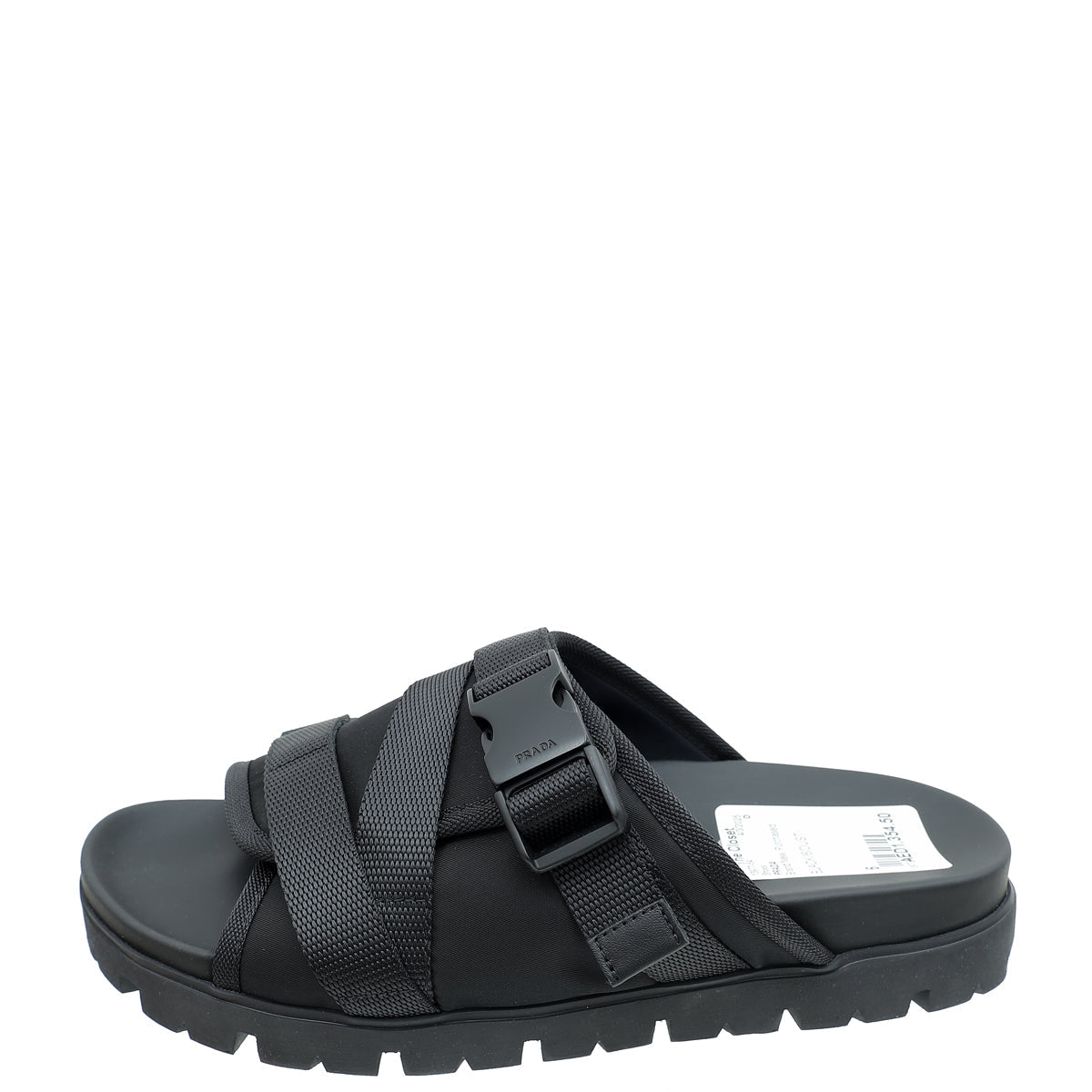 Prada Black Re-Nylon Buckle Slide Sandal 6