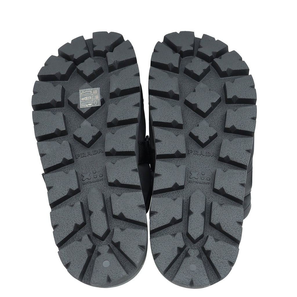 Prada Black Re-Nylon Buckle Slide Sandal 6