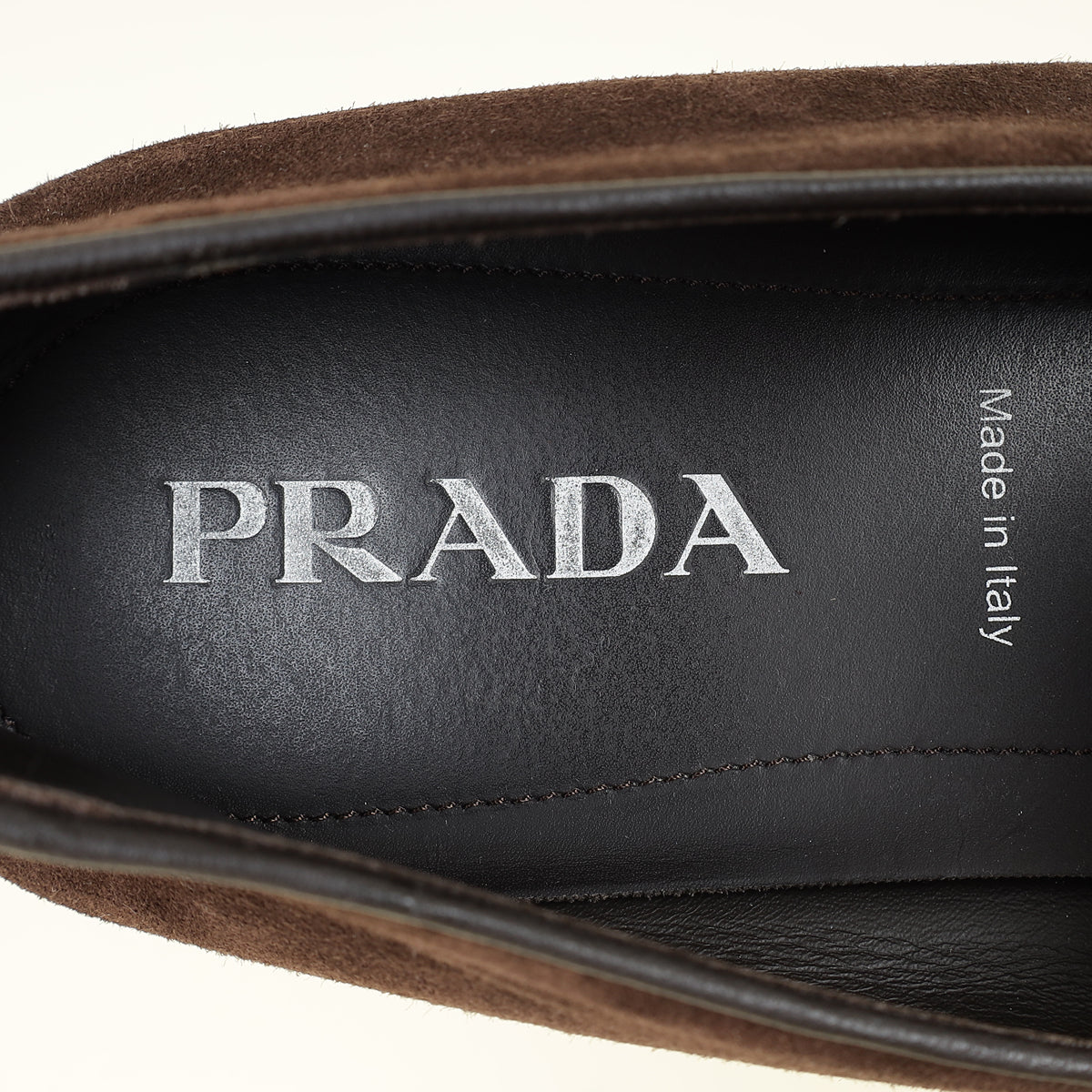 Prada Chocolate Logo Suede Loafer 10