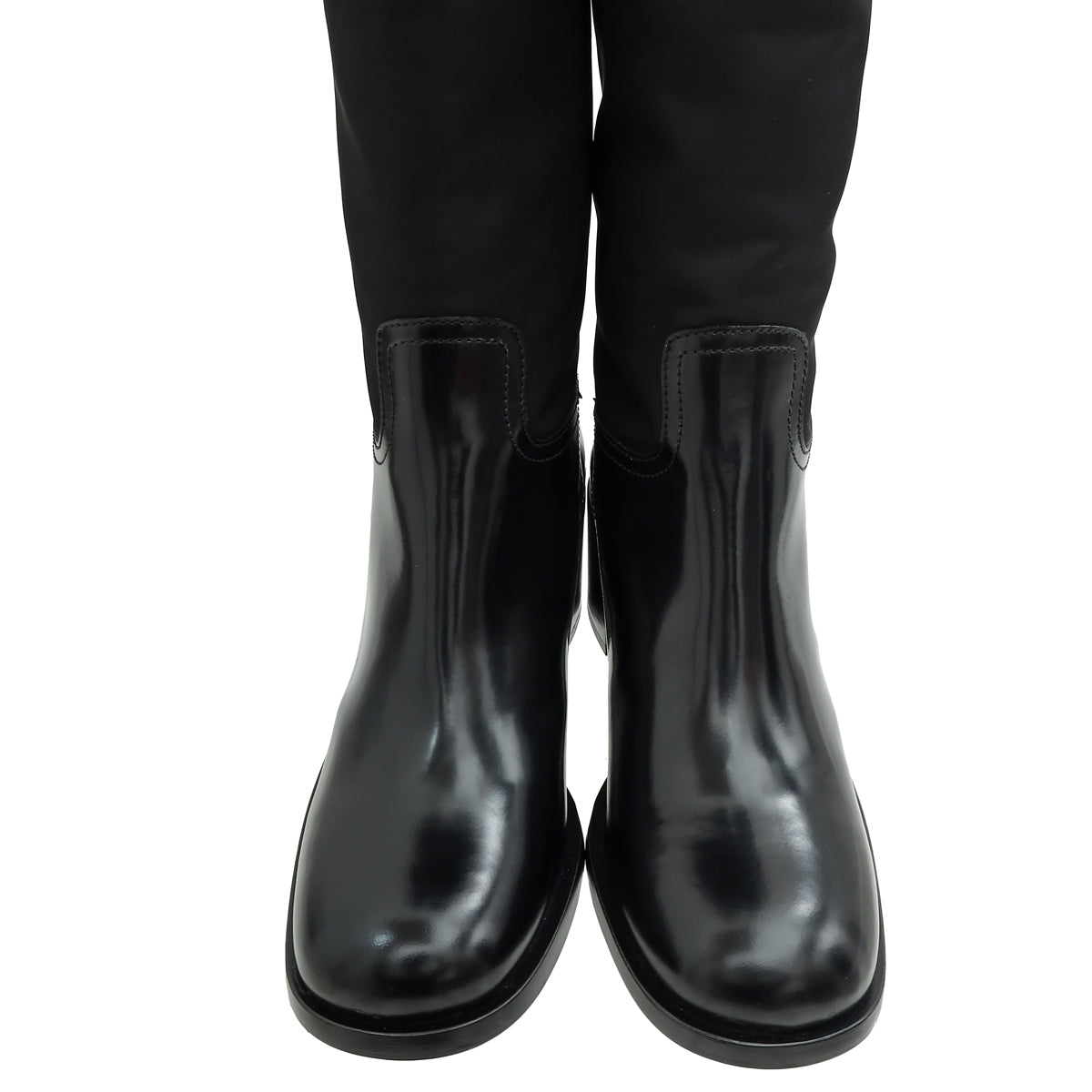 Prada Black Triangle Logo Re-Nylon Knee-High Boots 38.5