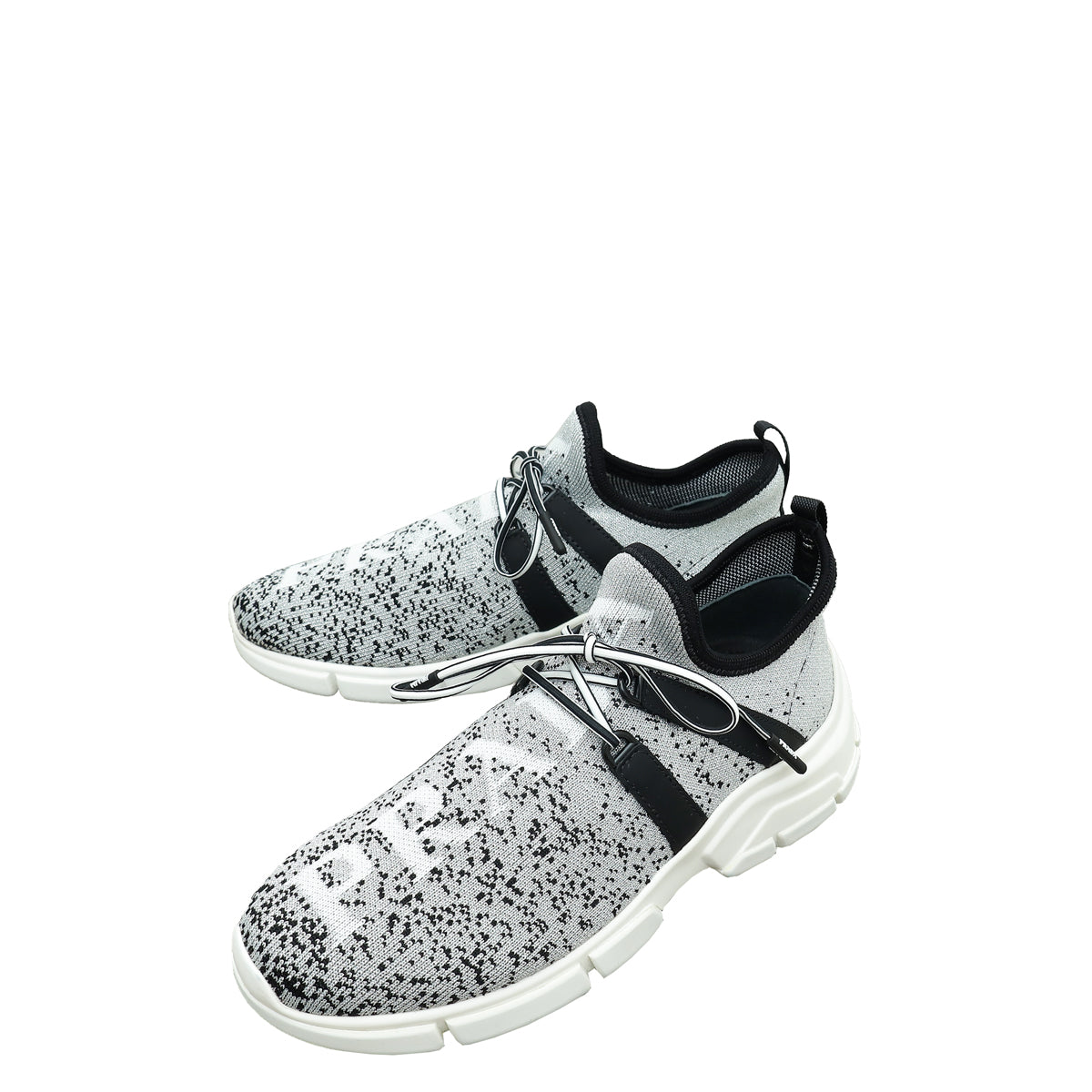 Prada Bicolor Metallic Knit Logo Sneaker 36.5