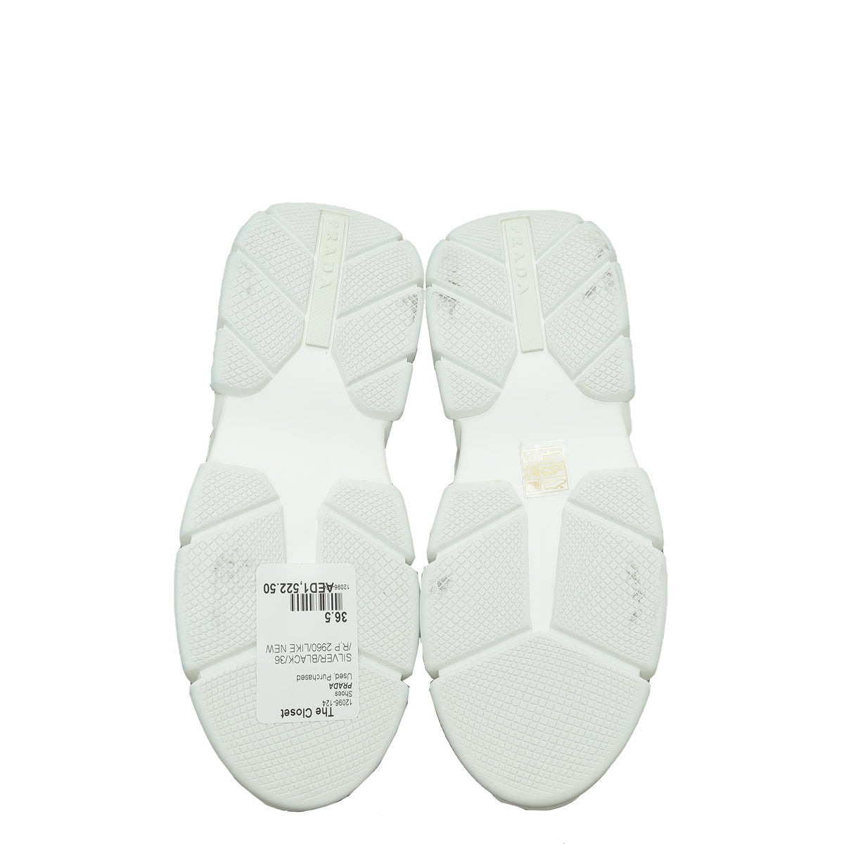 Prada Bicolor Metallic Knit Logo Sneaker 36.5