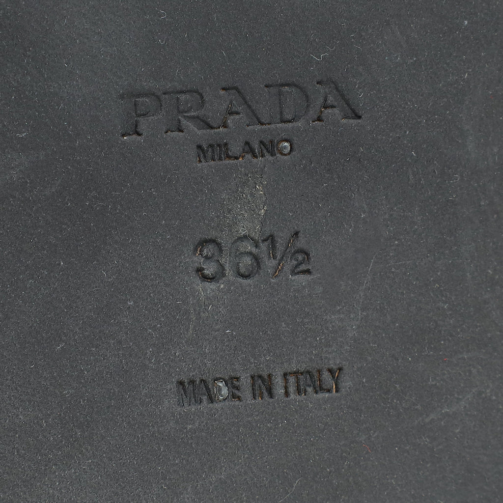 Prada Metallic Grey Logo Python Embossed Slide Sandal 36.5