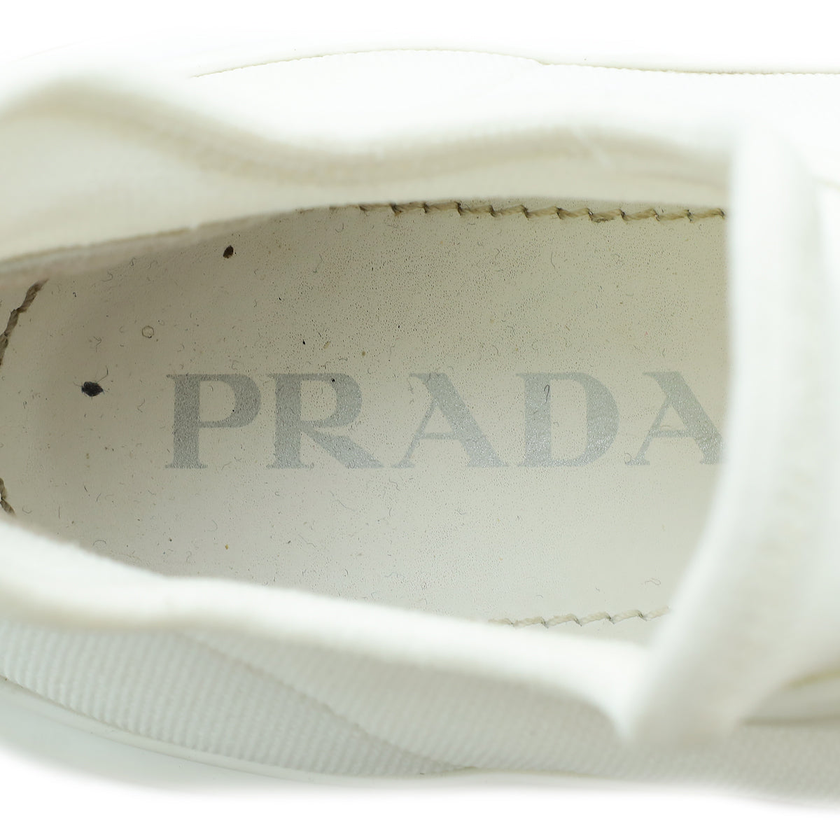 Prada White Triangle Logo Knit Fabric Sneakers 36.5