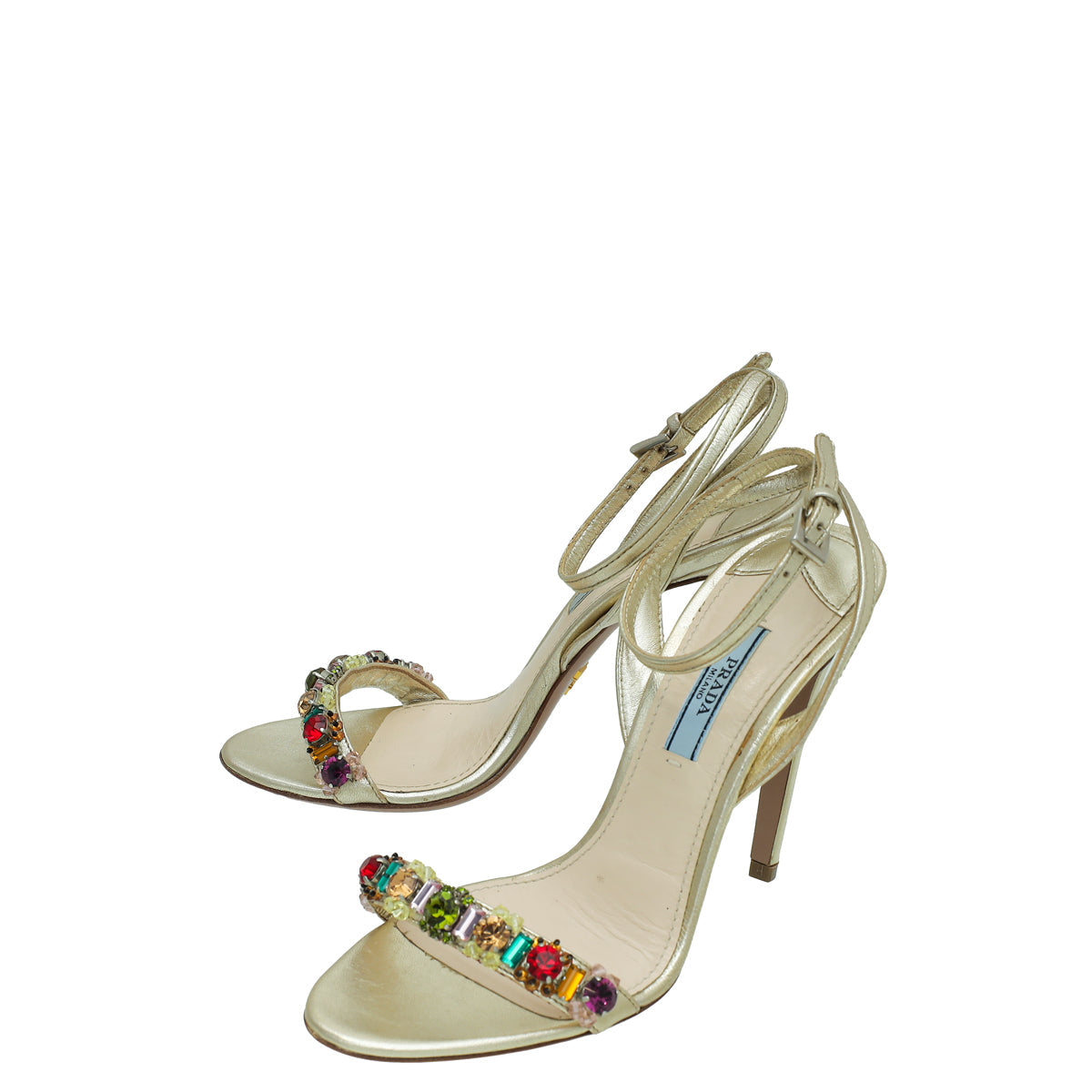 Prada Gold Crystal Embellished Sandal 36