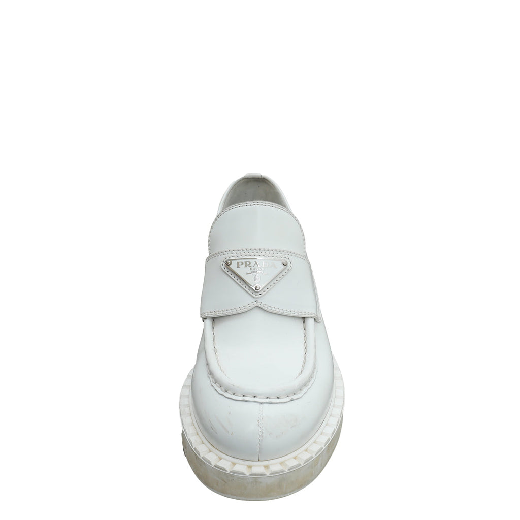 Prada White Brushed Loafers 36