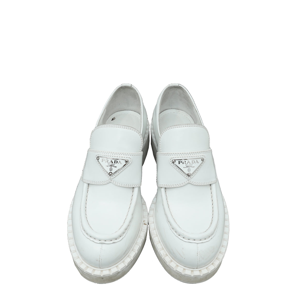Prada White Brushed Loafers 36