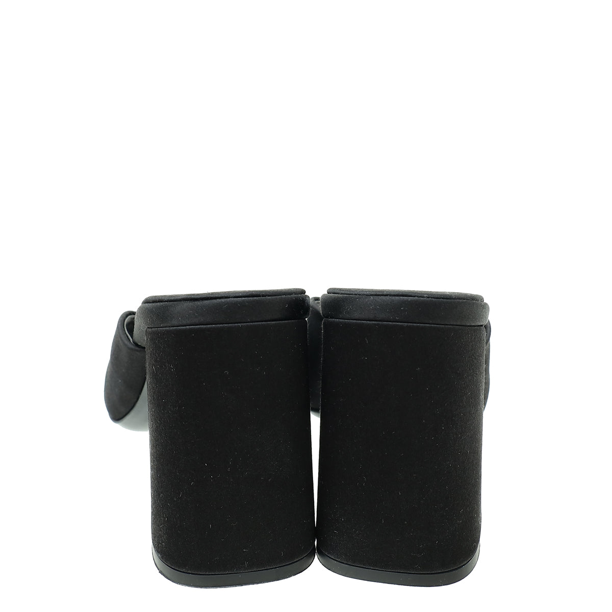 Prada Black Satin Triangle Logo Mules 36