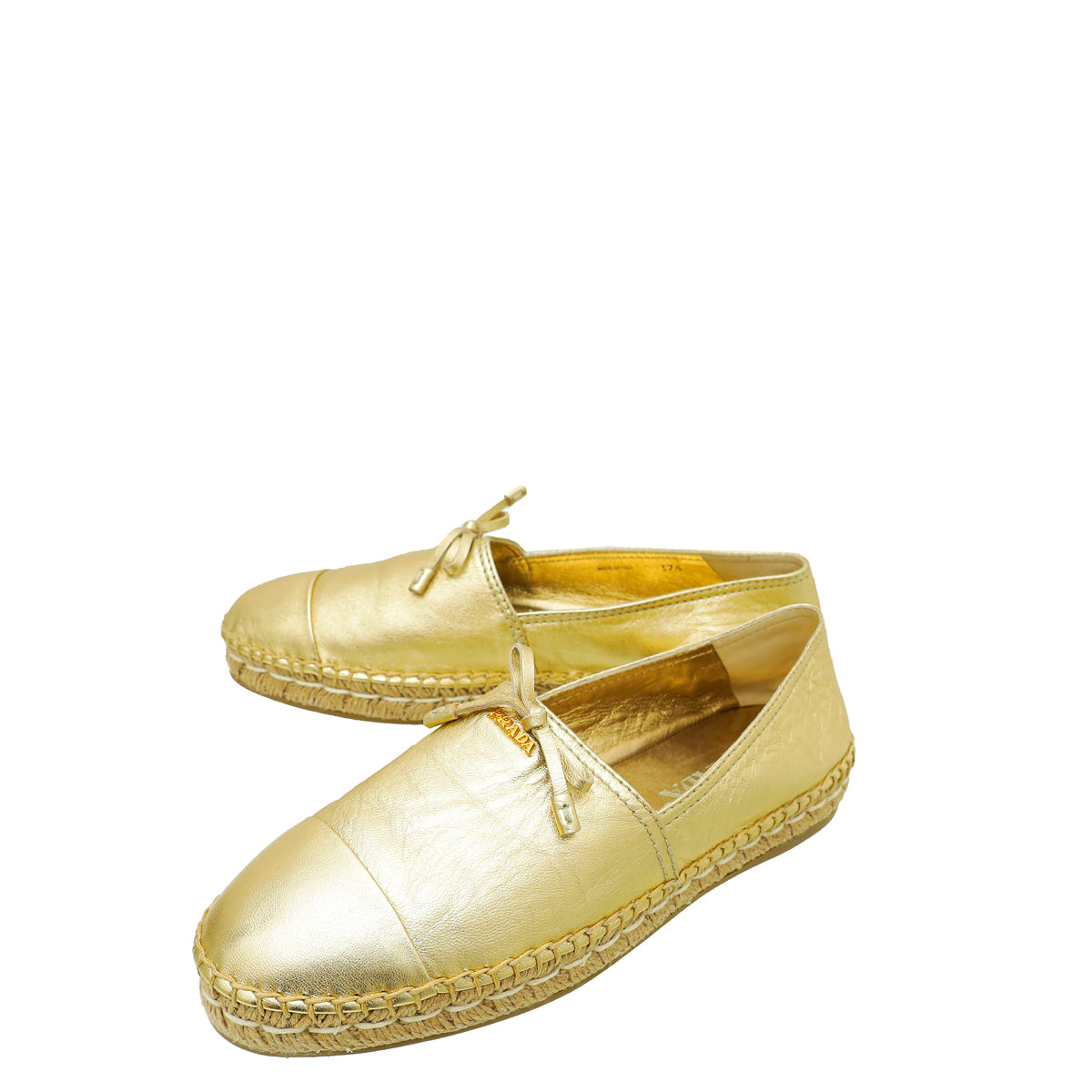 Prada Metallic Gold Bow Espadrille 37.5