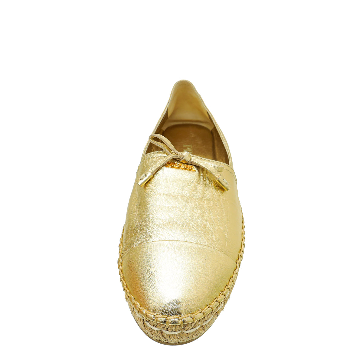 Prada Metallic Gold Bow Espadrille 37.5