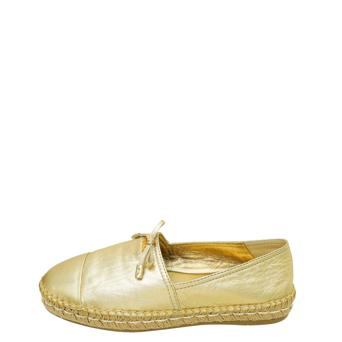 Prada Metallic Gold Bow Espadrille 37.5