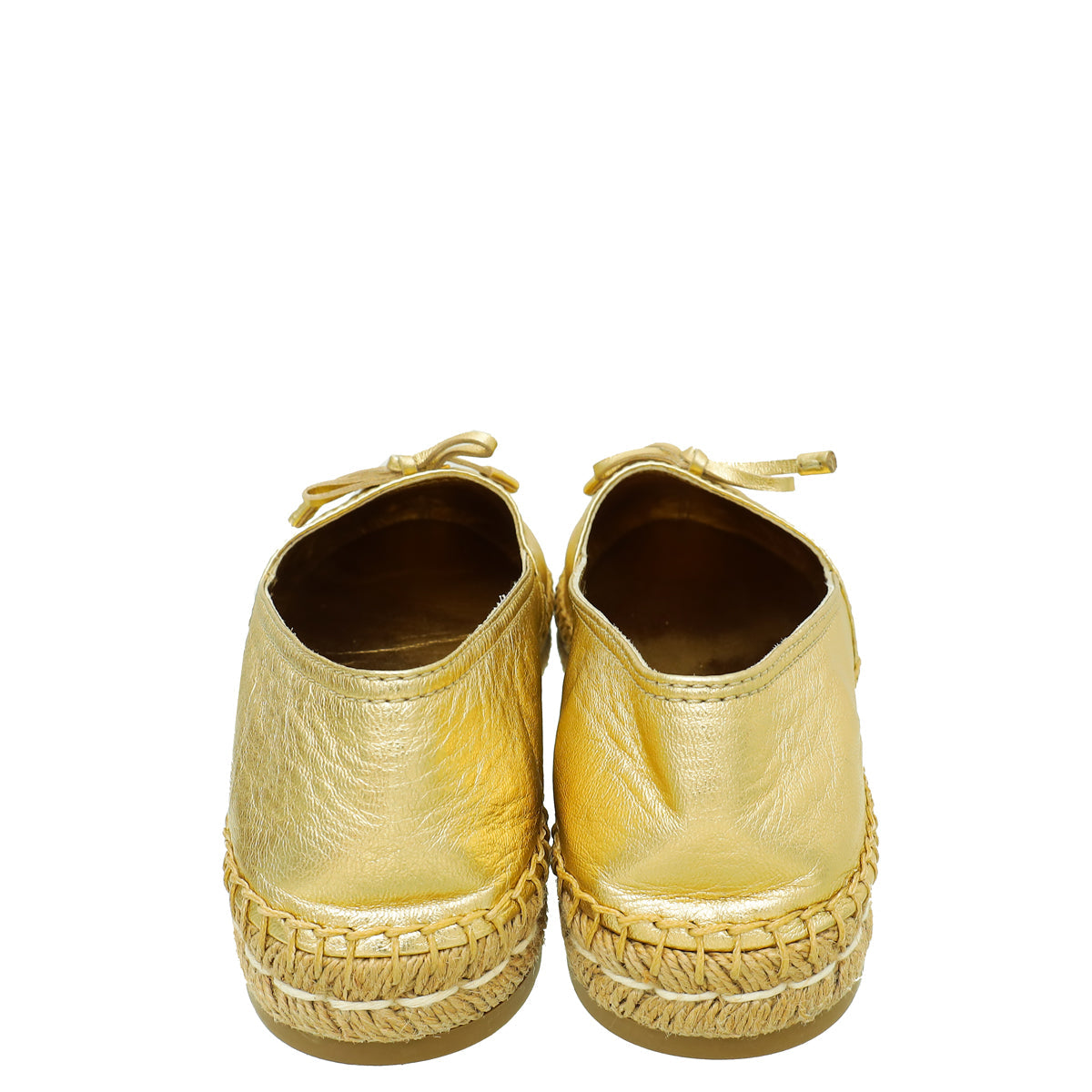 Prada Metallic Gold Bow Espadrille 37.5
