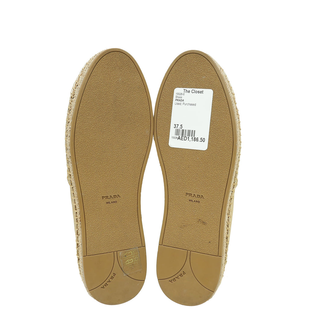 Prada Metallic Gold Bow Espadrille 37.5