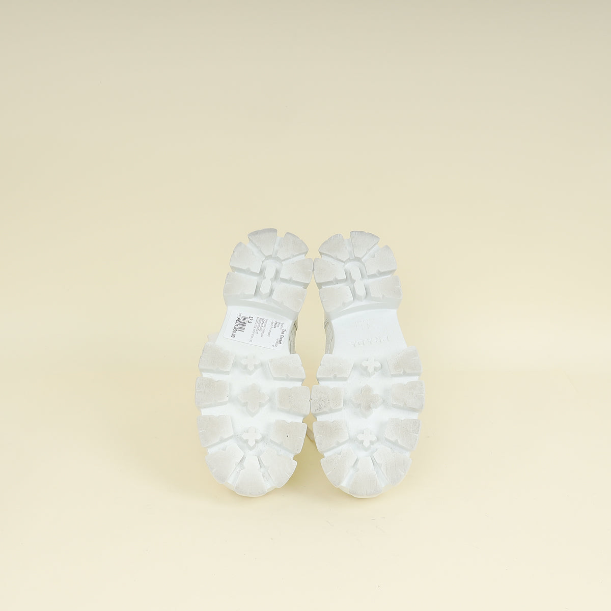 Prada White Monolith Leather and Nylon Ankle Boot 37.5