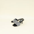 Prada Black Satin Crystal-Embellished Heeled Slide Sandals 37