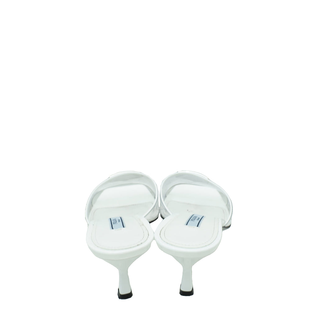 Prada White Logo Clear PVC Slide Mules 37