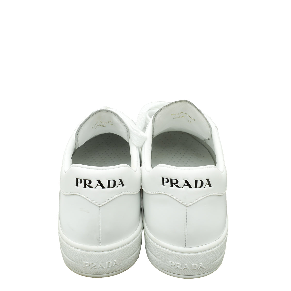 Prada White Brushed Logo Sneakers 37