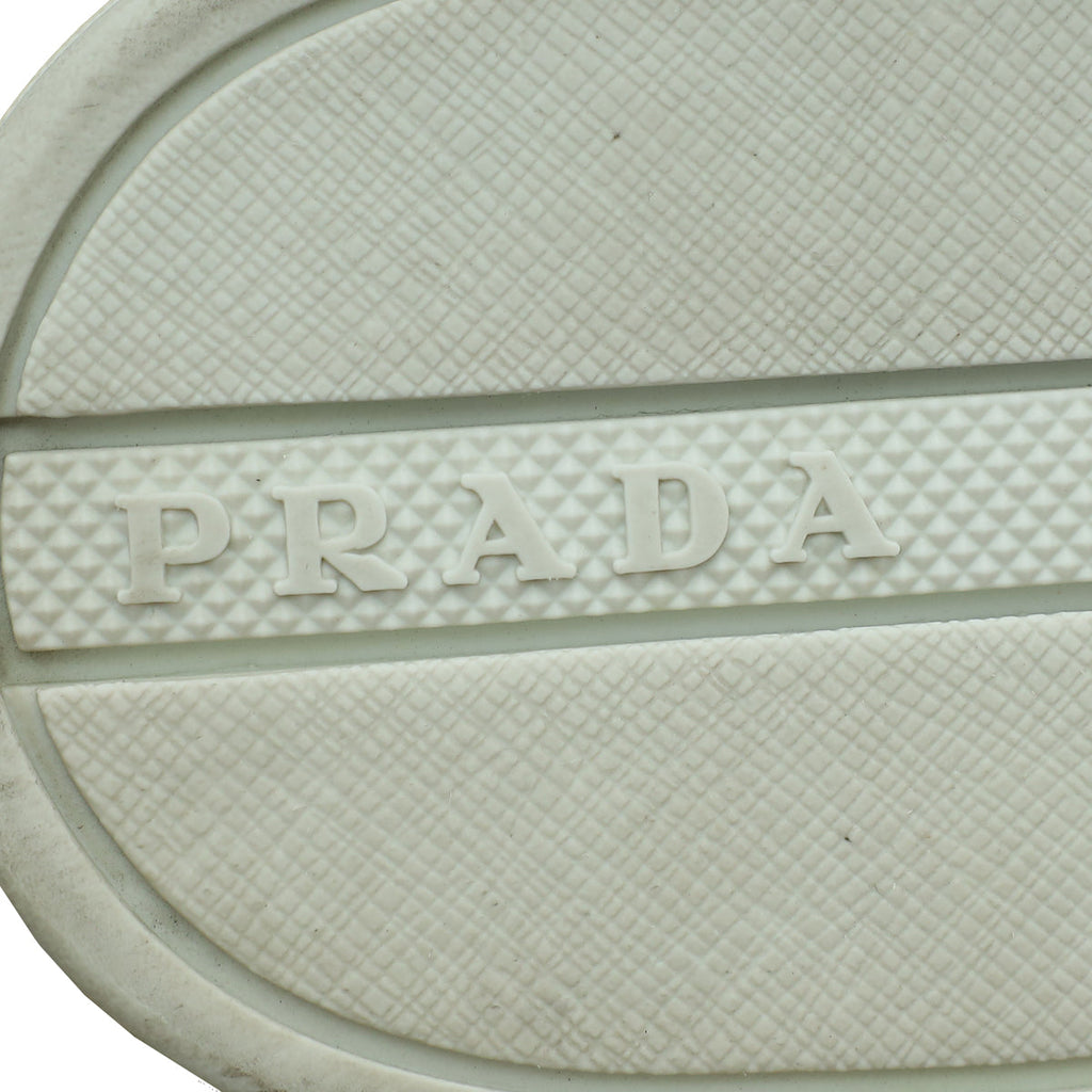 Prada White Brushed Logo Sneakers 37