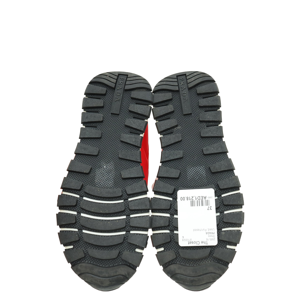 Prada Red Logo Nylon Lace Up Sneaker 37