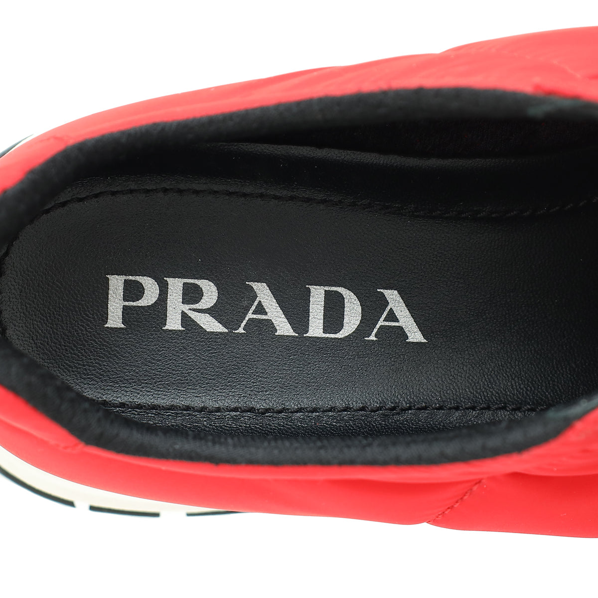Prada Red Logo Nylon Lace Up Sneaker 37