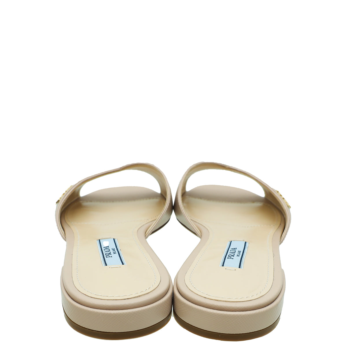 Prada Beige Logo Slide Sandals 37