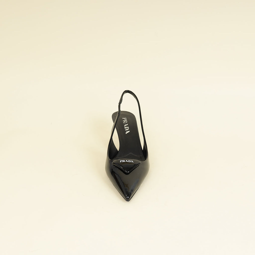 Prada Black Triangle Logo Slingback 55mm Pumps