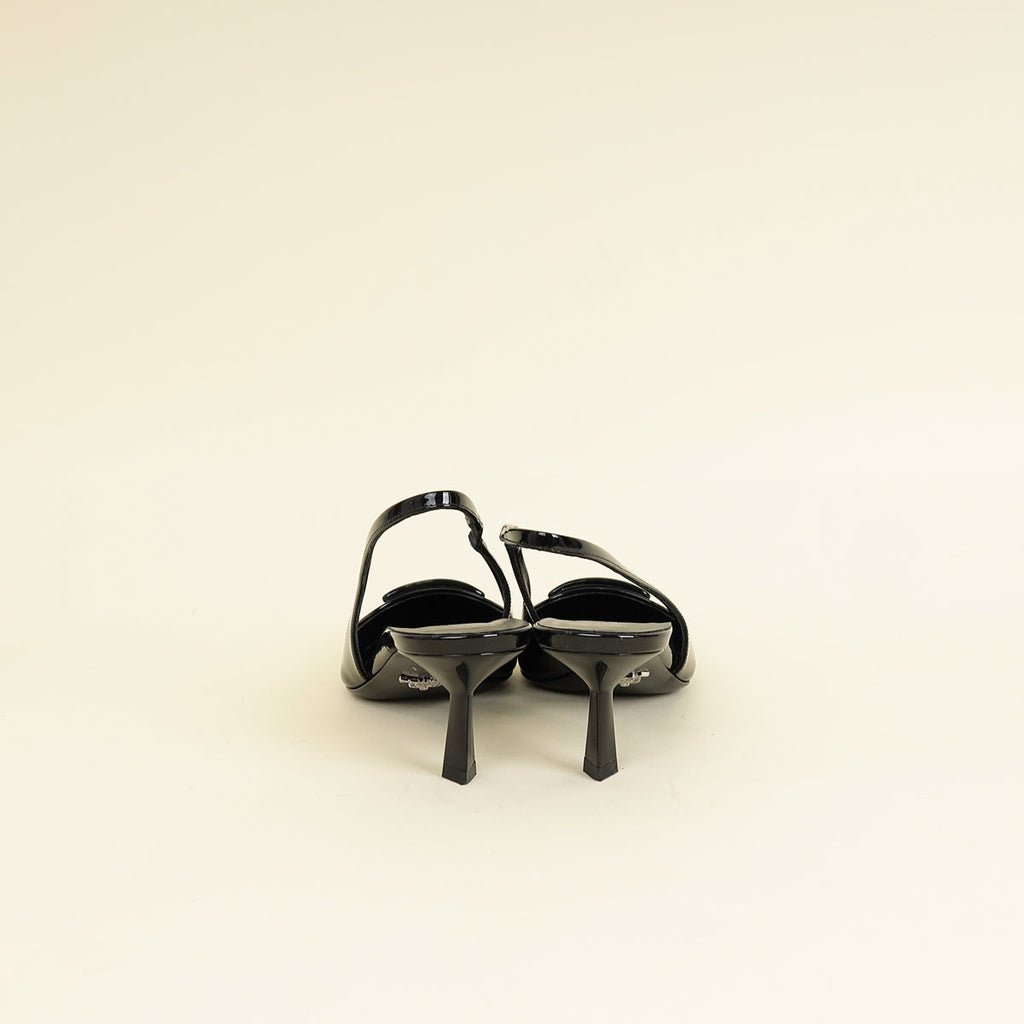 Prada Black Triangle Logo Slingback 55mm Pumps