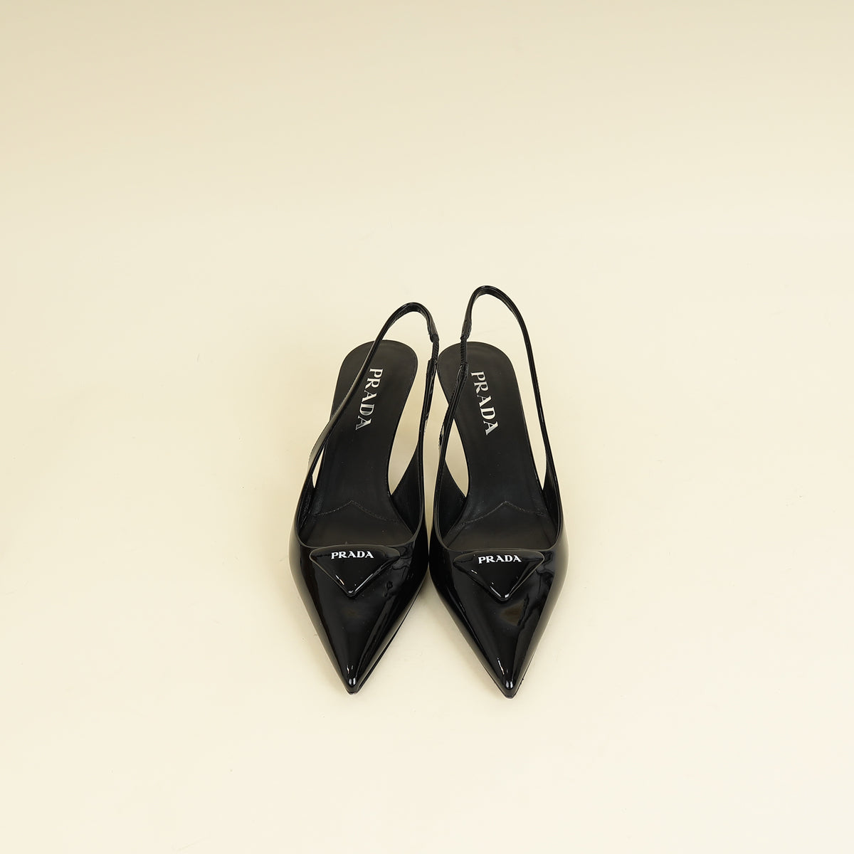 Prada Black Triangle Logo Slingback 55mm Pumps