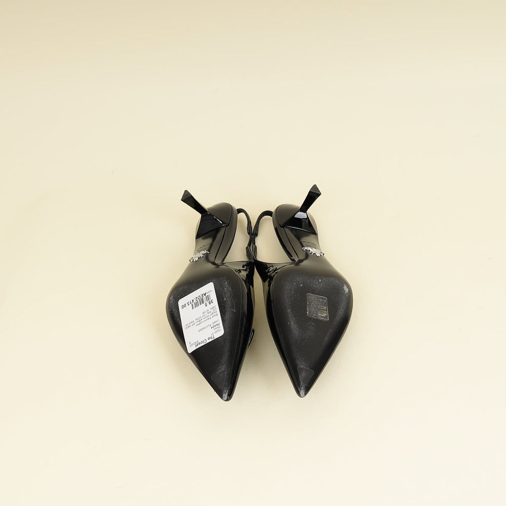 Prada Black Triangle Logo Slingback 55mm Pumps