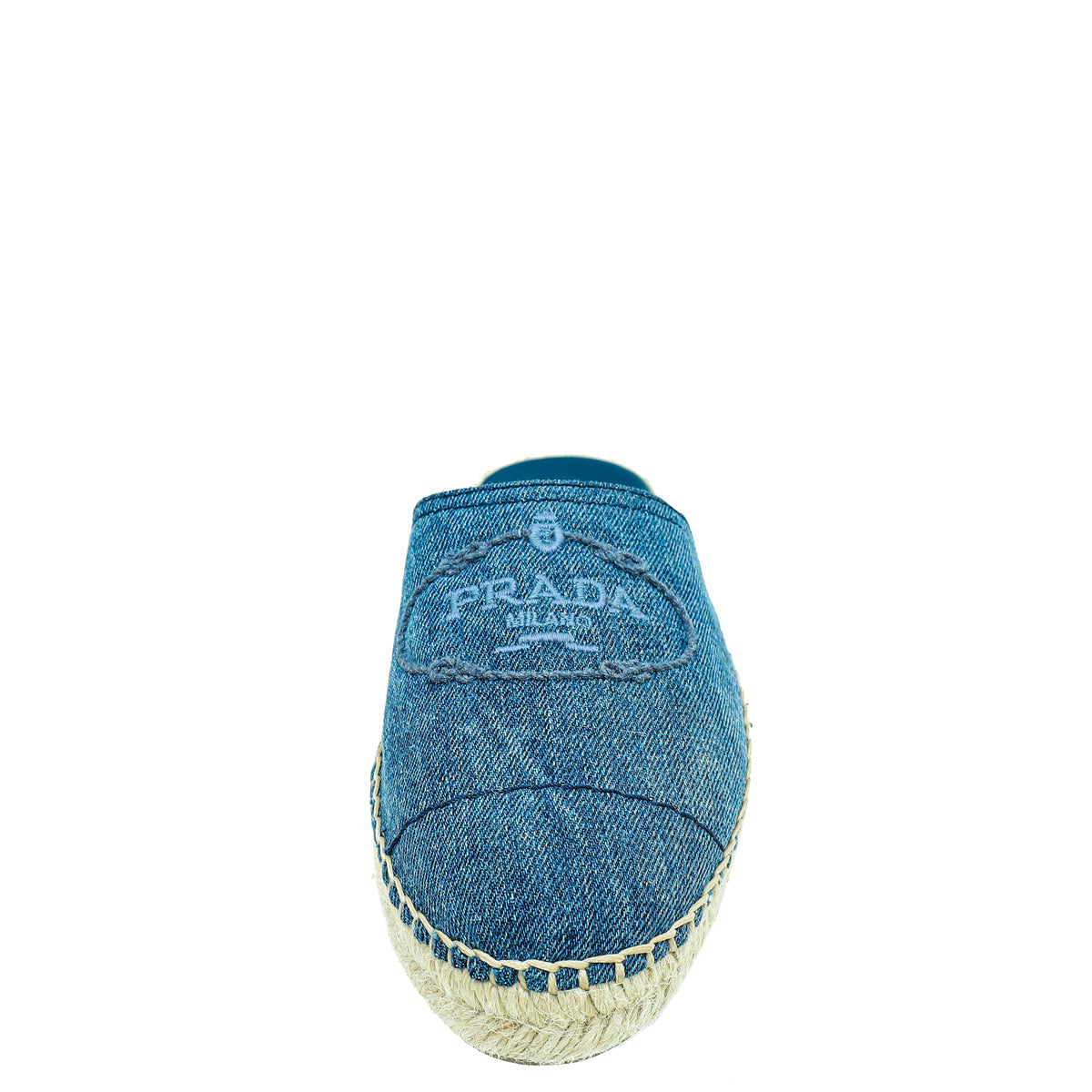 Prada Blue Denim Logo Mules Espadrille 38.5