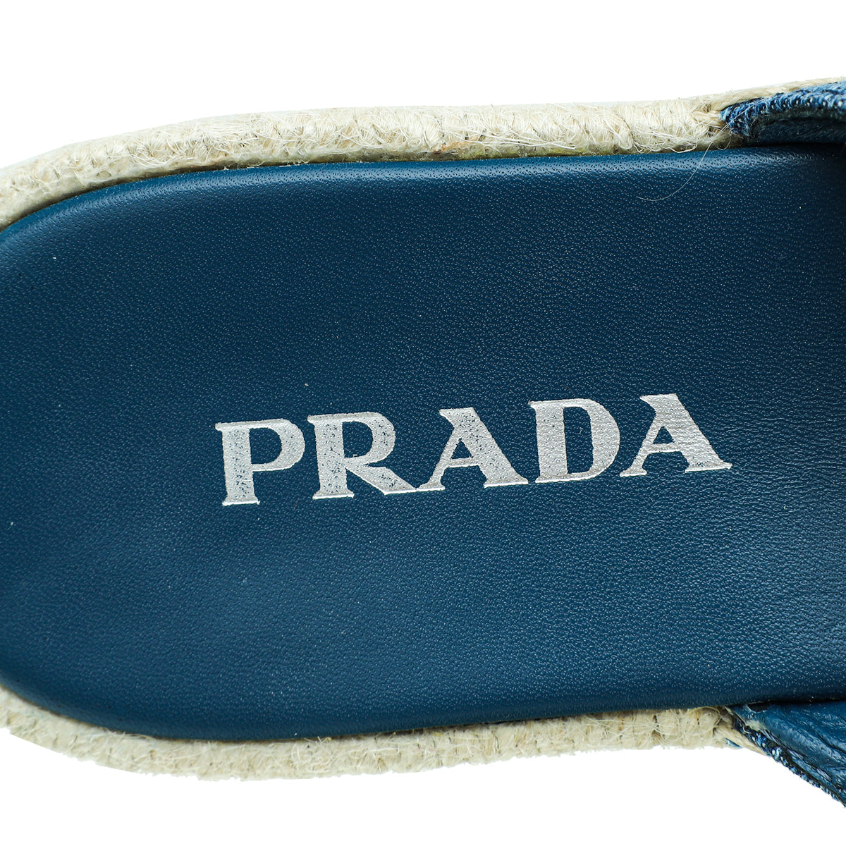 Prada Blue Denim Logo Mules Espadrille 38.5