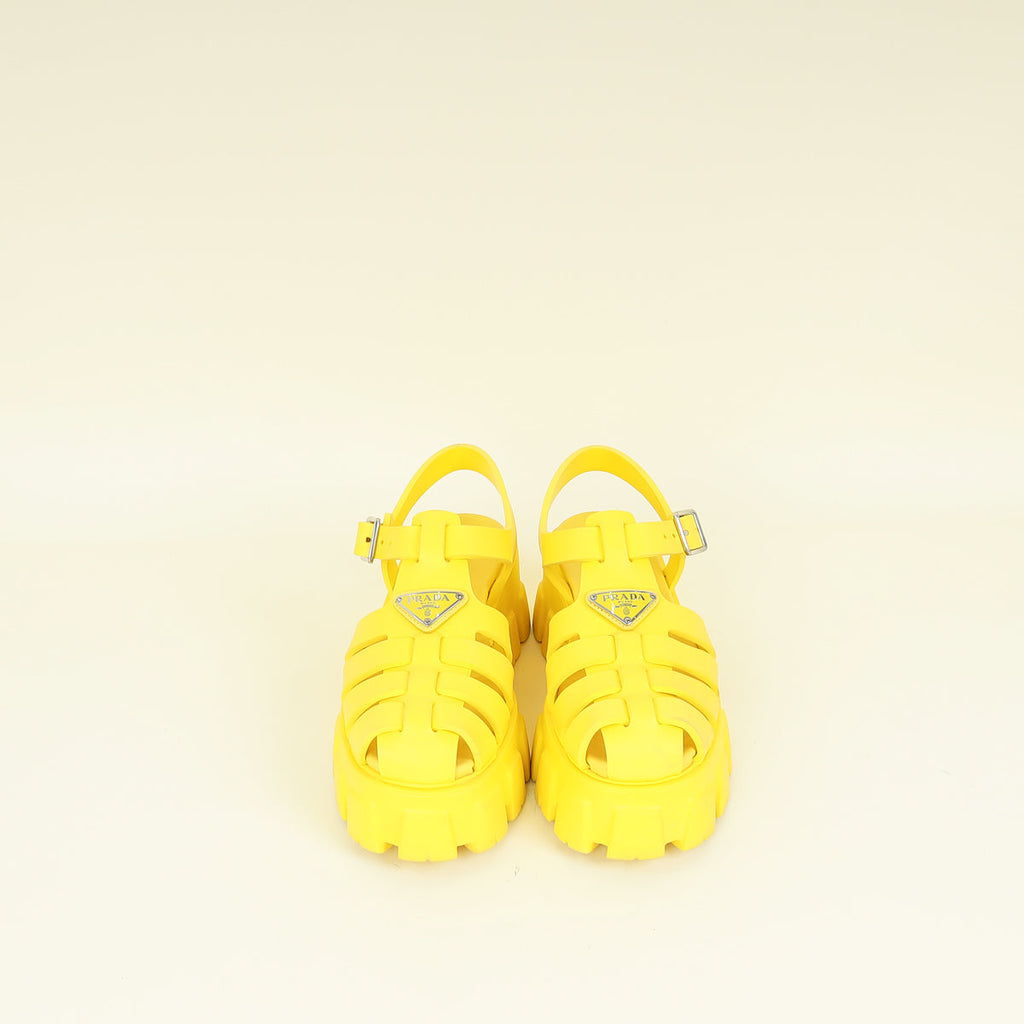 Prada Yellow Foam Rubber Sandal 38