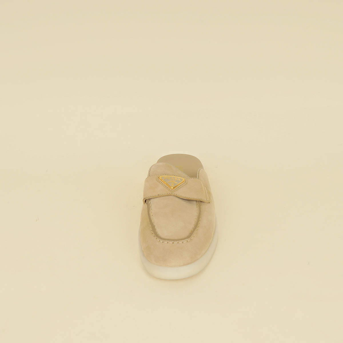 Prada Ecru Logo Suede Loafers 38