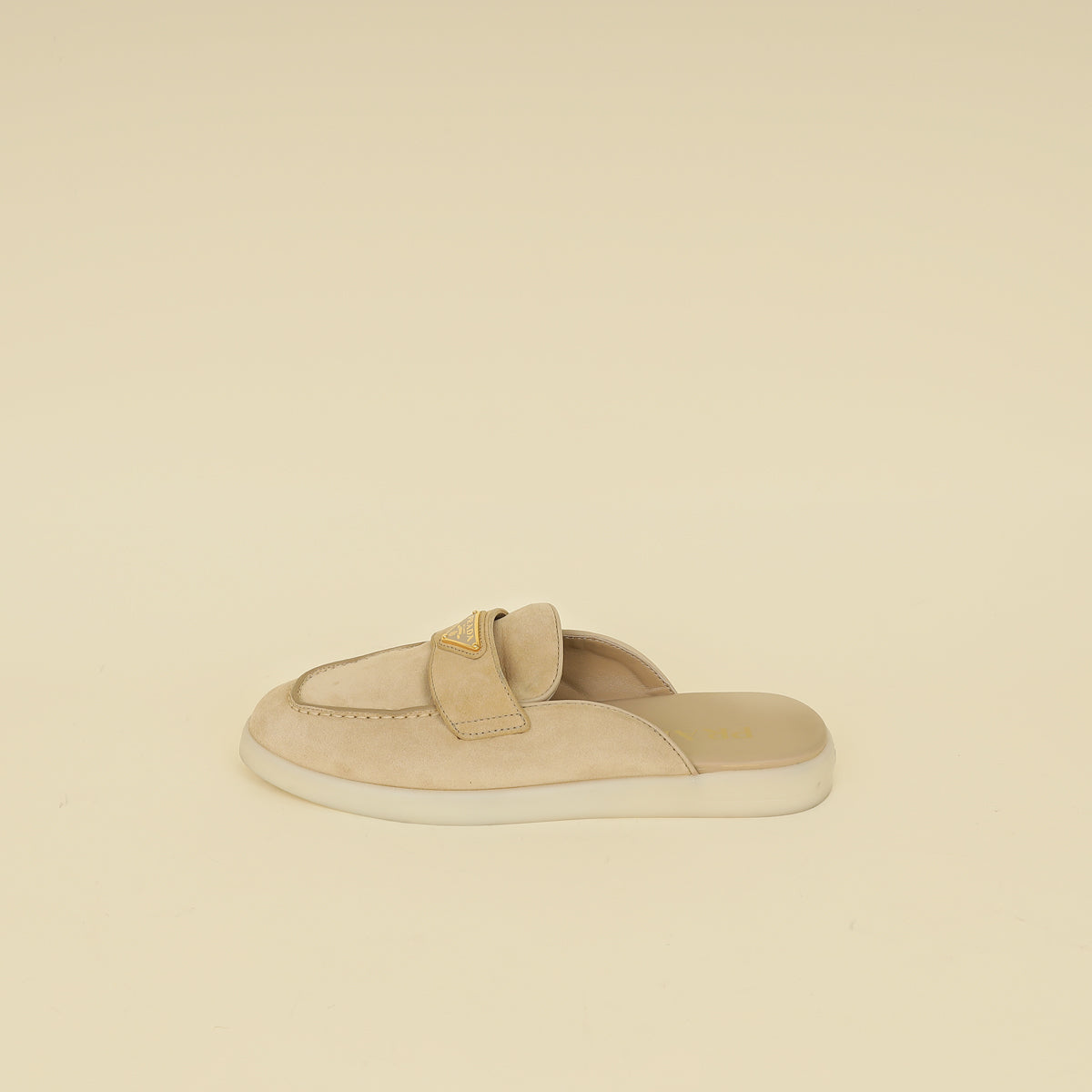 Prada Ecru Logo Suede Loafers 38