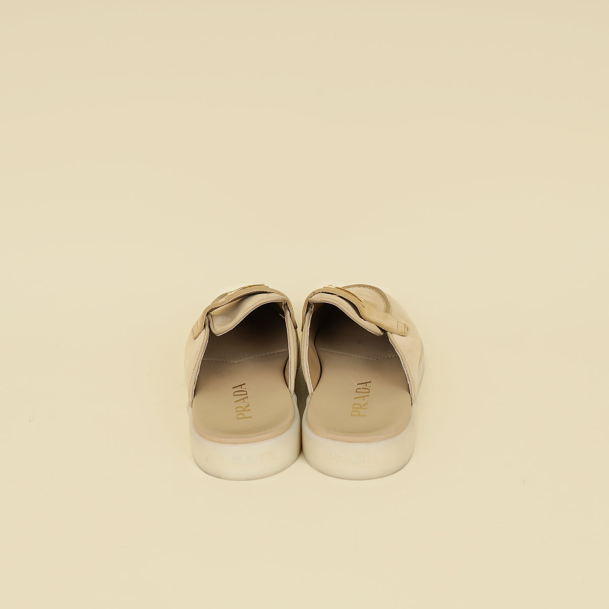 Prada Ecru Logo Suede Loafers 38