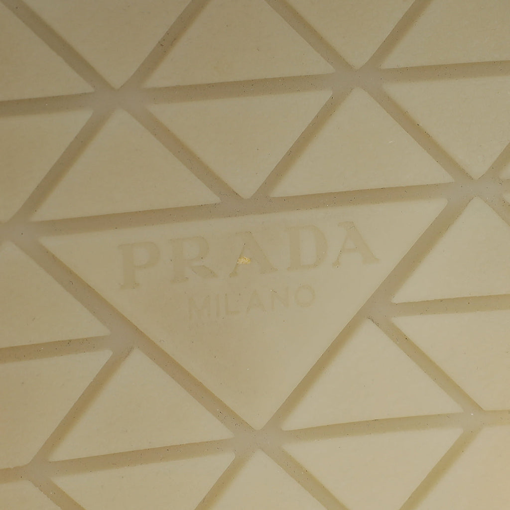 Prada Ecru Logo Suede Loafers 38