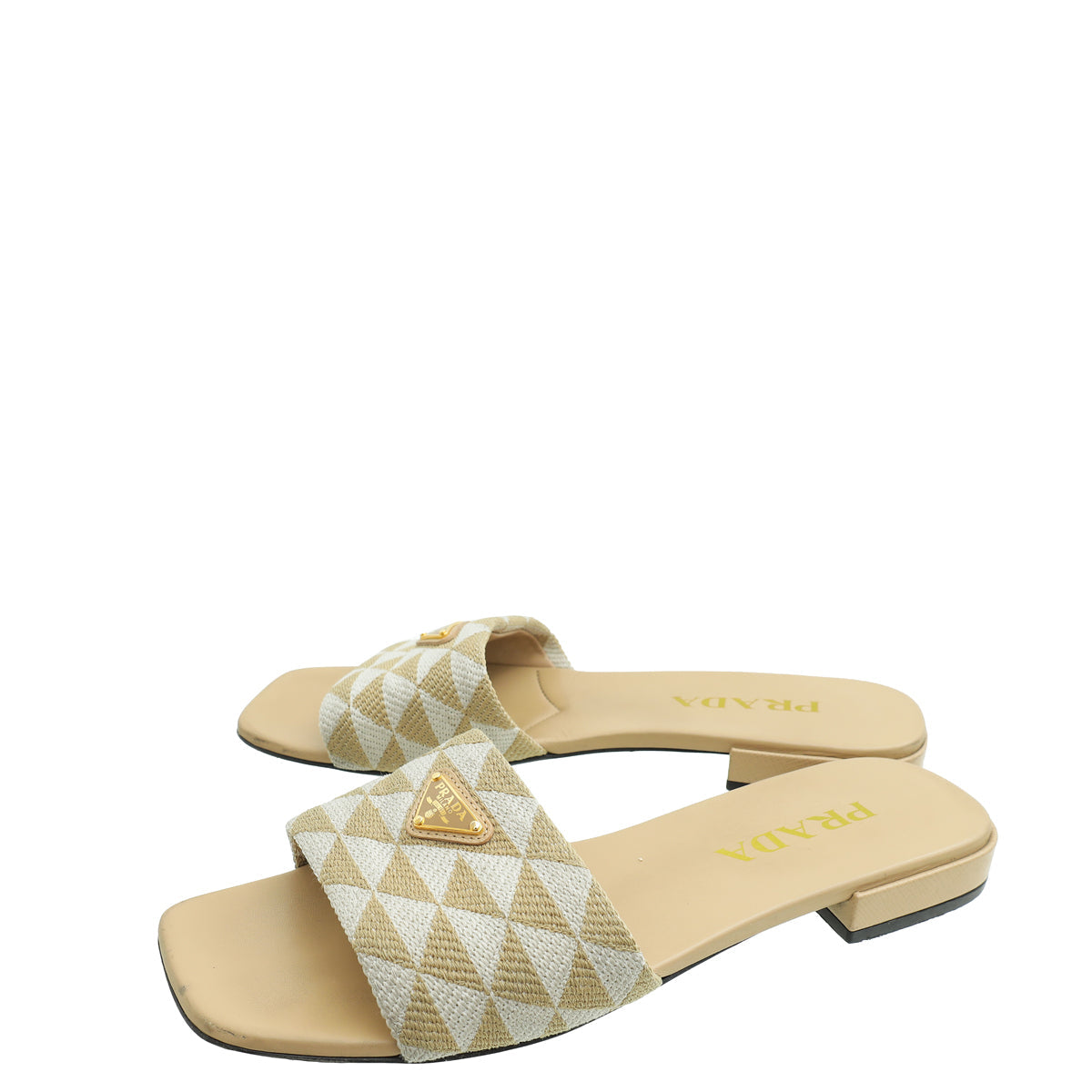 Prada Bicolor Symbole Slide Sandals 38