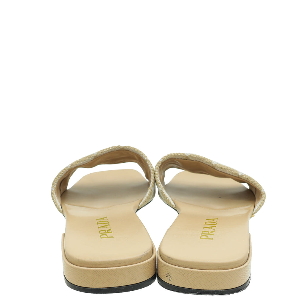 Prada Bicolor Symbole Slide Sandals 38