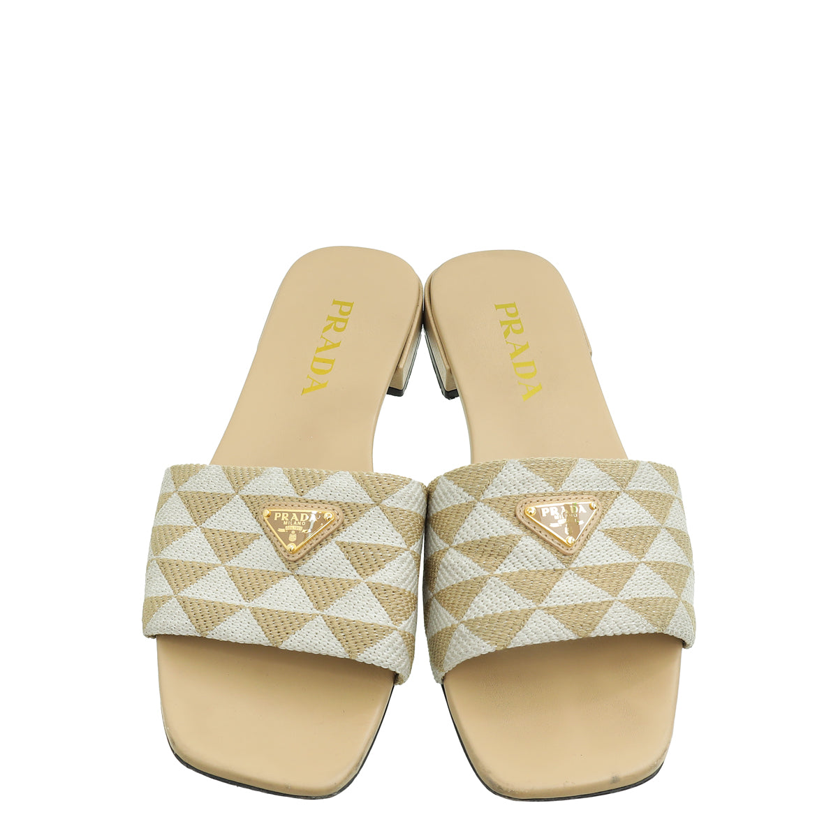 Prada Bicolor Symbole Slide Sandals 38