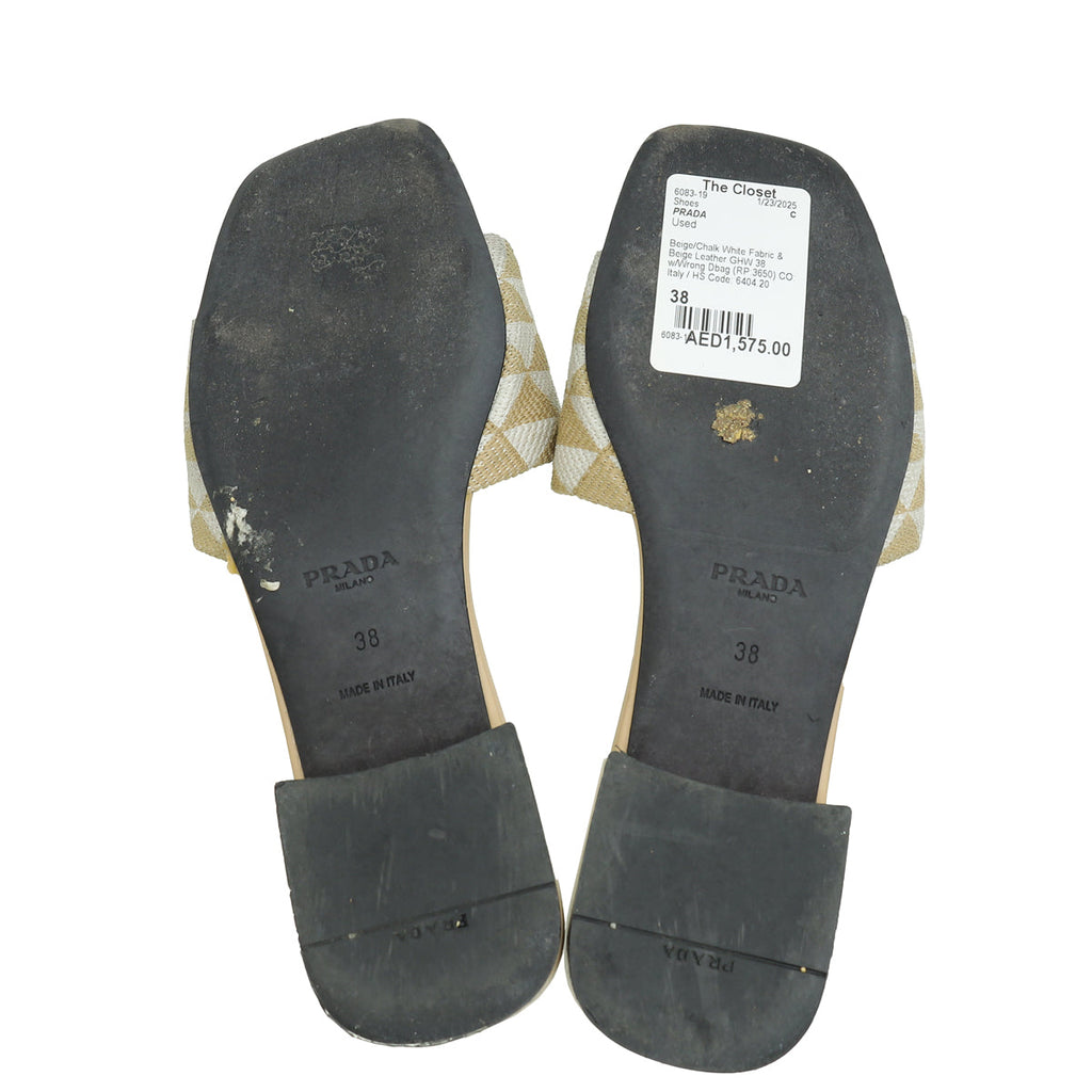 Prada Bicolor Symbole Slide Sandals 38