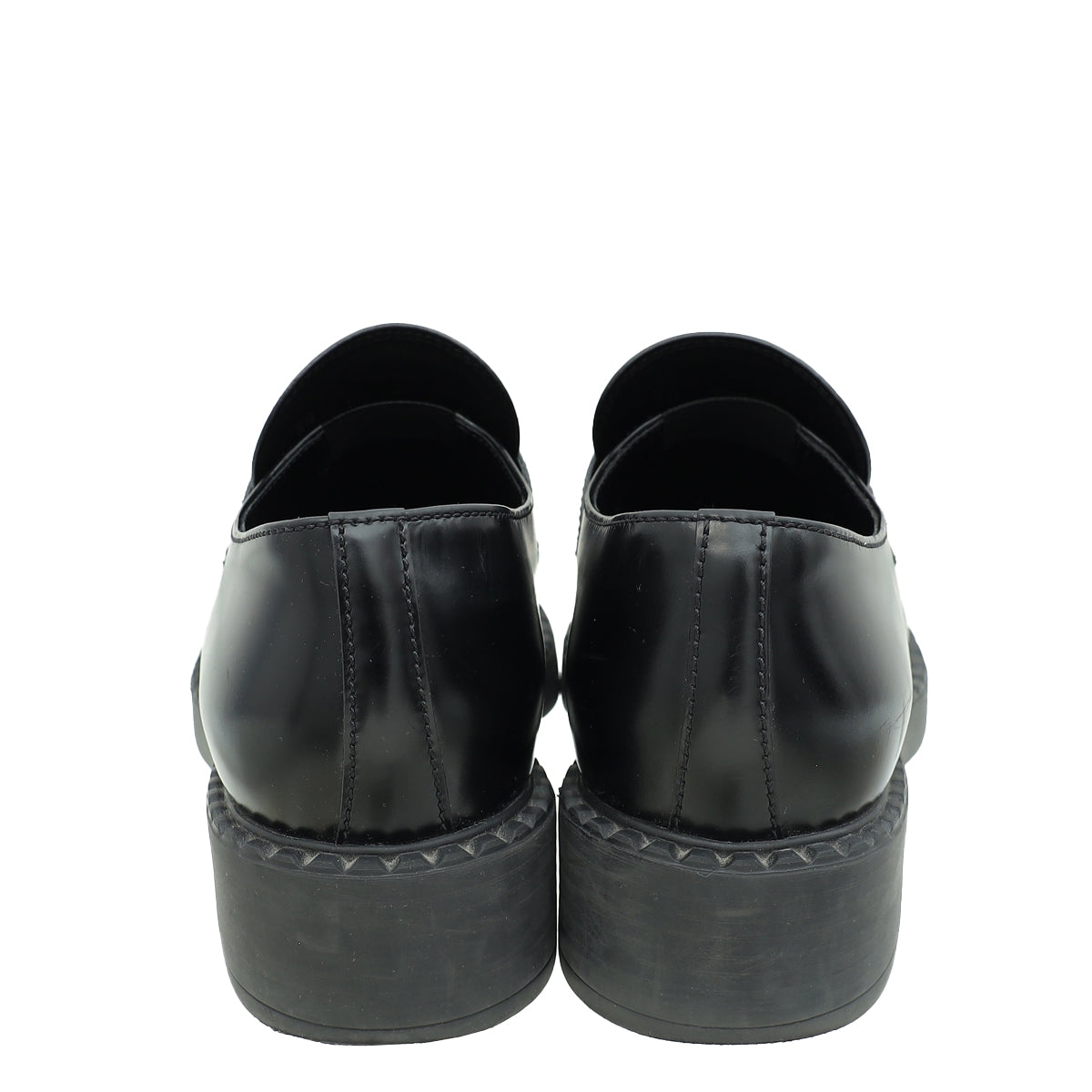 Prada Black Brushed Triangle Logo Loafers 38