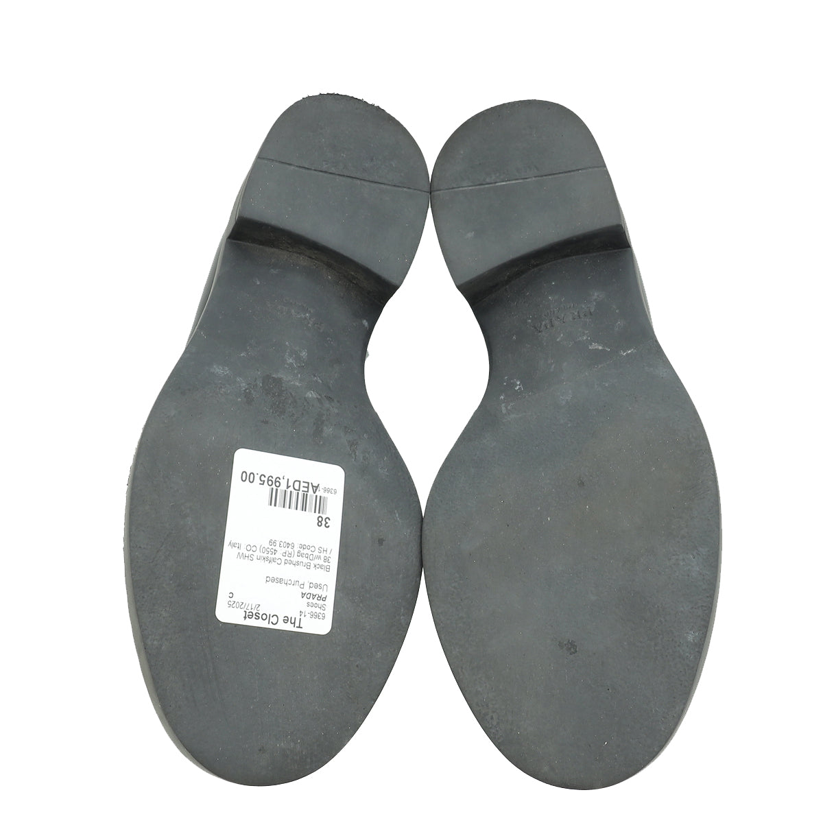 Prada Black Brushed Triangle Logo Loafers 38
