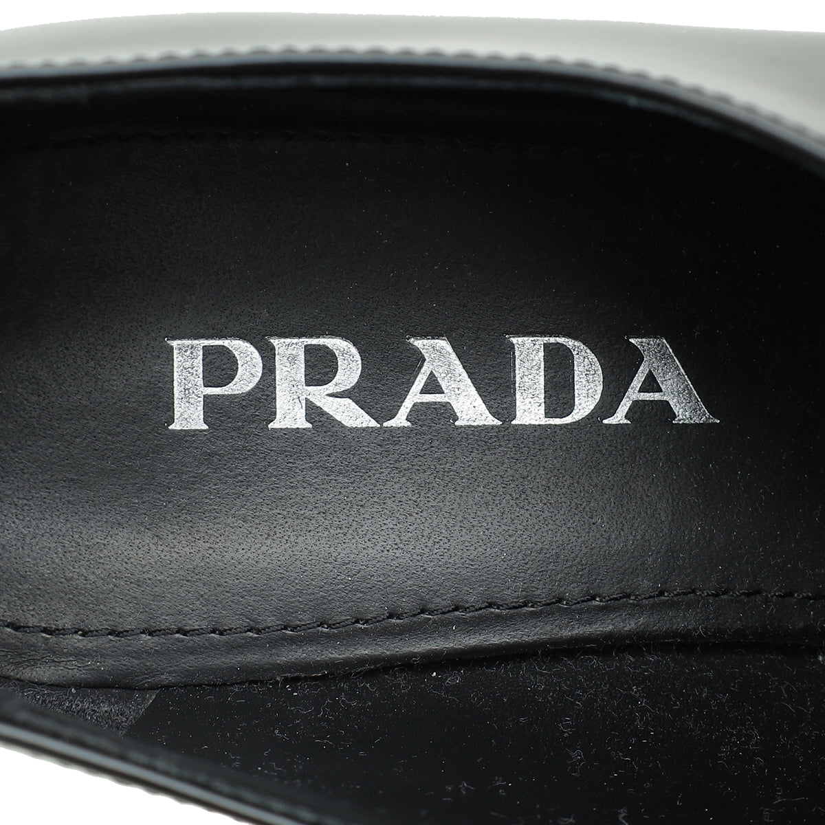 Prada Black Brushed Triangle Logo Loafers 38