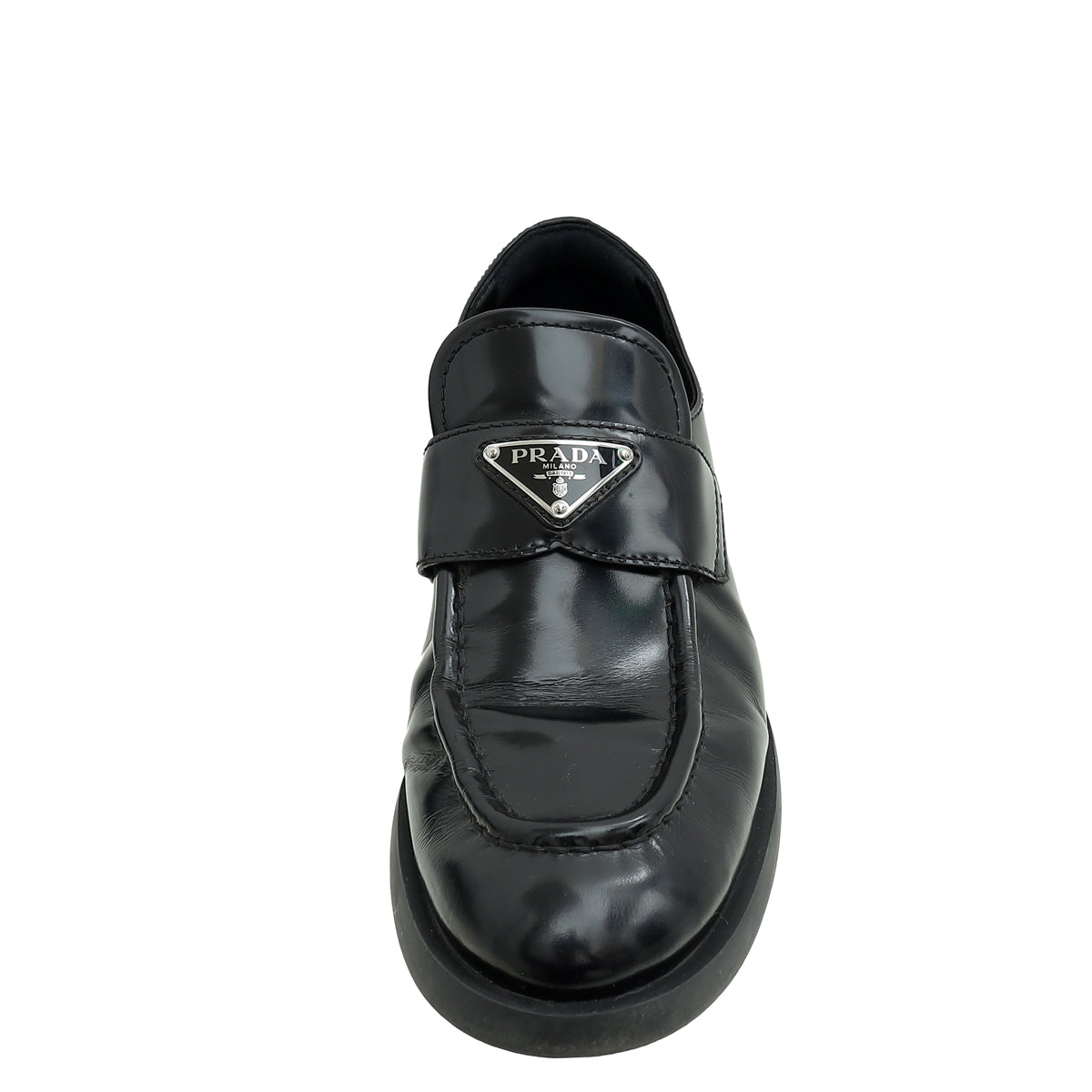 Prada Black Triangle Logo Loafers 39.5